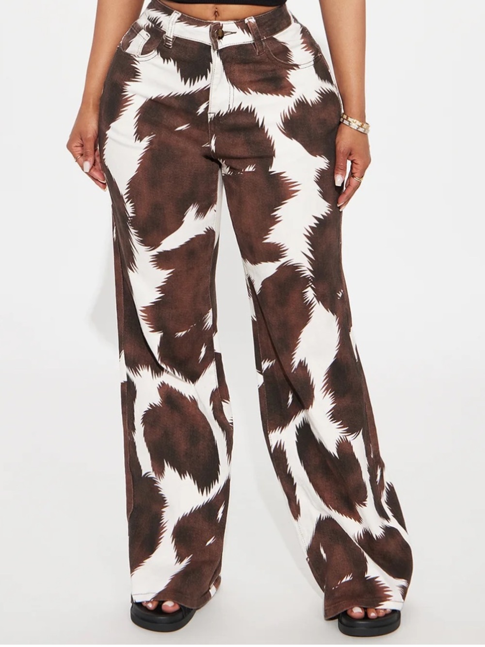 Fashion Nova Horsing Around Printed Flare Jeans NWT